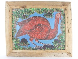 Sisson Blanchard Listed Haitian Artist Oil On Board Of Turkey Folk Art - £468.03 GBP