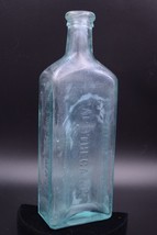 Vtg Tombstone Glass Bottle Aqua Embossed Insets HOOD &amp; Co. HOOD&#39;S SARSAP... - $14.84