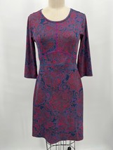 Title Nine Dream Dress Sz S Purple Red Paisley Print 3/4 Sleeve Travel - $31.36