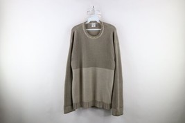 Vintage 90s Columbia Mens Large Spell Out Ribbed Marled Knit Sweater Gray Cotton - £48.66 GBP