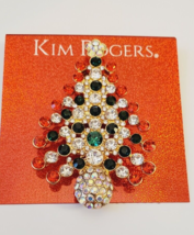 Kim Rogers Christmas Tree Brooch Pin Rhinestones New - £9.95 GBP