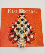 Kim Rogers Christmas Tree Brooch Pin Rhinestones New - $16.69 CAD