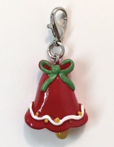 Clip on Charm Christmas Holiday Red Bell w/ Green Bow for Bracelet - £5.50 GBP