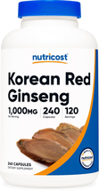 Korean Ginseng 500Mg, 240 Capsules - 1000Mg Extra Strength Serving Si - £33.48 GBP