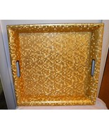 Serving tray molded two handle gold color 17 inch by 17 inch vintage  - $75.00