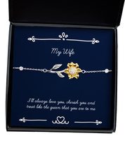 Joke Wife Sunflower Bracelet, I&#39;ll Always Love You, Cherish You and Treat Like T - £39.03 GBP