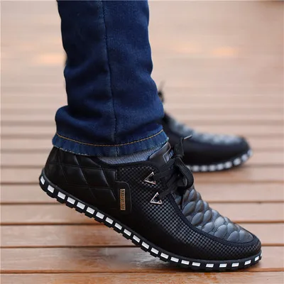 U leather shoes men s casual shoes breathable light weight white sneakers driving shoes thumb200