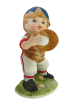 Homco Home Interior 1468 Baseball Catcher Porcelain Figurine Boy Collectible - £14.93 GBP