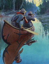 Framed canvas art print giclee Hunters in a Canoe Philip R. Goodwin - £31.13 GBP+