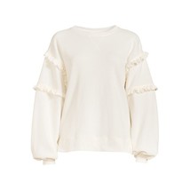 Time &amp; Tru Women&#39;s Ruffle Sleeve Sweatshirt White Size XL(16-18) - $18.80