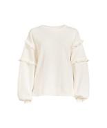 Time &amp; Tru Women&#39;s Ruffle Sleeve Sweatshirt White Size XL(16-18) - $26.38 CAD