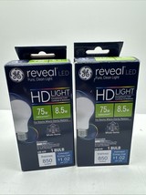 (2) GE Reveal LED 75w/ 8.5w Watts A19 Base Bulb 850 Lumens Pure Light di... - $167.38 MXN