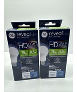 (2) GE Reveal LED 75w/ 8.5w Watts A19 Base Bulb 850 Lumens Pure Light di... - $163.89 MXN