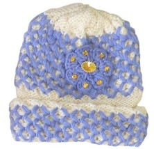 Ladies Winter Chic Slouchy Ribbed Crochet Knit Beret Beanie Hat With Rhinestone  - £5.49 GBP