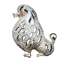Vintage Sarah Coventry Poodle Pin Brooch with Red Rhinestone Eye Perfect - $219.46 MXN