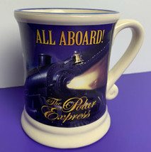 The Polar Express All Aboard! 3D Train Coffee Mug Cup Blue Rim Warners B... - $9.89