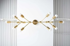 handmade Brass Sputnik Chandelier Modern Hanging Brass Light - £138.34 GBP