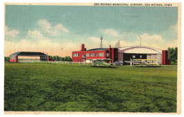 Des Moines Municipal Airport Des Moines Iowa Airport Postcard Posted 1937 - $9.89