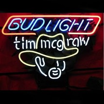 New Bud Light Tim Mcgraw Beer Man Cave Real Glass Neon Sign 20&quot;x16&quot; - £115.16 GBP