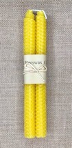 Natural Beeswax Yellow Taper Candle Set Of Two Honeycomb Texture - £9.39 GBP