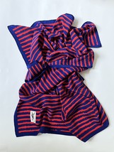 YSL Yves Saint Laurent Silk Striped Scarf Orange Blue - $2,439.03 MXN