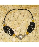 Moroccan resin amber coral glass silver bead necklace - Ethnic Necklace ... - $1,227.10 MXN