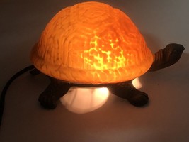 Vintage Ámbar Colorida Vidrio Turtle Adorno Lámpara de Mesa Luz Nocturna - £42.68 GBP