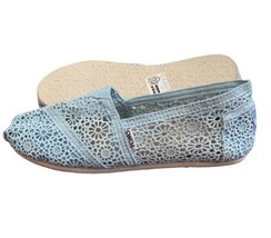 Toms Shoes Size 7.5 Alpargata Blue Moroccan Crochet Lace Flats Womens  MINT - £17.77 GBP