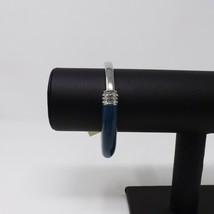 Lia Sophia Turquoise Colored Silver Stretch Bangle Bracelet w/ Clear Bli... - £10.54 GBP