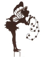 Fairy Silhouette Garden Stake with Butterfly Wings Wrought Iron 26&quot; High... - £50.61 GBP