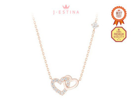 J.Estina Double Heart Necklace (JJLJNQ1BS308SR420) Korean Jewelry - £71.94 GBP