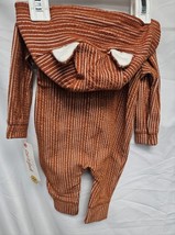 Cat & Jack Striped Fox Romper NB Newborn Hooded Ears Rust Orange Zip Up New image 2