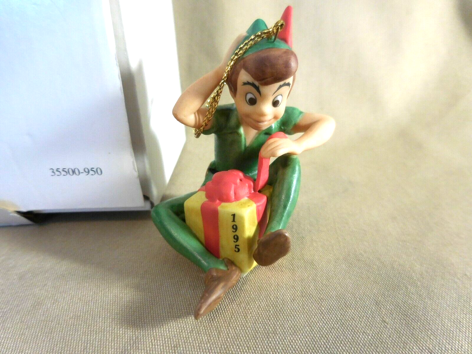 Primary image for Disney Grolier 1995 Peter Pan Gift Box Porcelain Christmas Ornament Figurine NEW