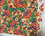 Vtg 70&#39;s Double Knit Polyester Orange Green Pink Floral Print 1 yard 38&quot;... - £24.59 GBP