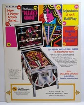 Dealers Choice Pinball Flyer Original 1974 Game Playing Cards Theme 8.5&quot; x 11&quot; - £34.98 GBP