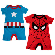 Marvel Spider-Man and Captain America Infant 2-Pack Romper Bodysuit Set Multi-C - £12.01 GBP