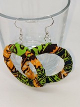 Large Beautiful Handmade African Colourful Print Hoop Earrings - £4.87 GBP
