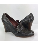Modern Vintage Women Wedge Heels Sz 7.5 / 39.5 Gray Distressed Leather S... - £15.48 GBP