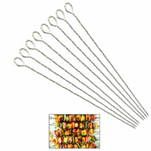8 Barbecue Skewers Stainless Steel Metal Shish Kabob Bbq Cooking Food Grill 14&quot; - £24.12 GBP