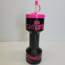 Vintage Crystal Light Diet Drink NutraSweet Water Bottle Black Pink Ligh... - $7.71
