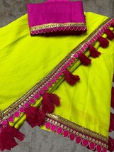 Pure Banglori Silk Saree,Flaxi Cotton With Embroidery Lace Border,Zalar ... - $80.00