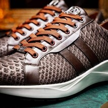 Hand painted genuine Snake and calfskin Sneaker Shoes Verona Brown image 12