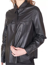 Handmade Leather Shirt Women Black Designer Casual Stylish 100% Lambskin Genuine - £86.08 GBP+