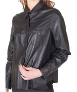 Handmade Leather Shirt Women Black Designer Casual Stylish 100% Lambskin... - $148.80 CAD+