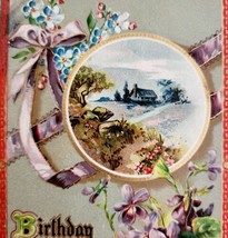 Raphael Tuck Birthday Greetings Postcard 201 1911 Violet Pansies PCBG5E - £25.49 GBP