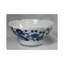 Vintage Japanese Blue White Porcelain Floral Scalloped Footed Candle Votive - £11.90 GBP