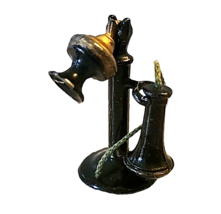 Dollhouse Miniature Metal Candlestick Telephone Old Fashioned Style Meta... - £12.66 GBP