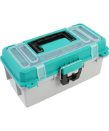 13" Tackle Box with Tray, Stackable Storage Organizer with Built-In Ruler - $23.01