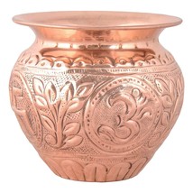 Handmade Pure Copper Lota Kalash for Puja Surya Namaskar with Om Design 500 ML - £24.77 GBP