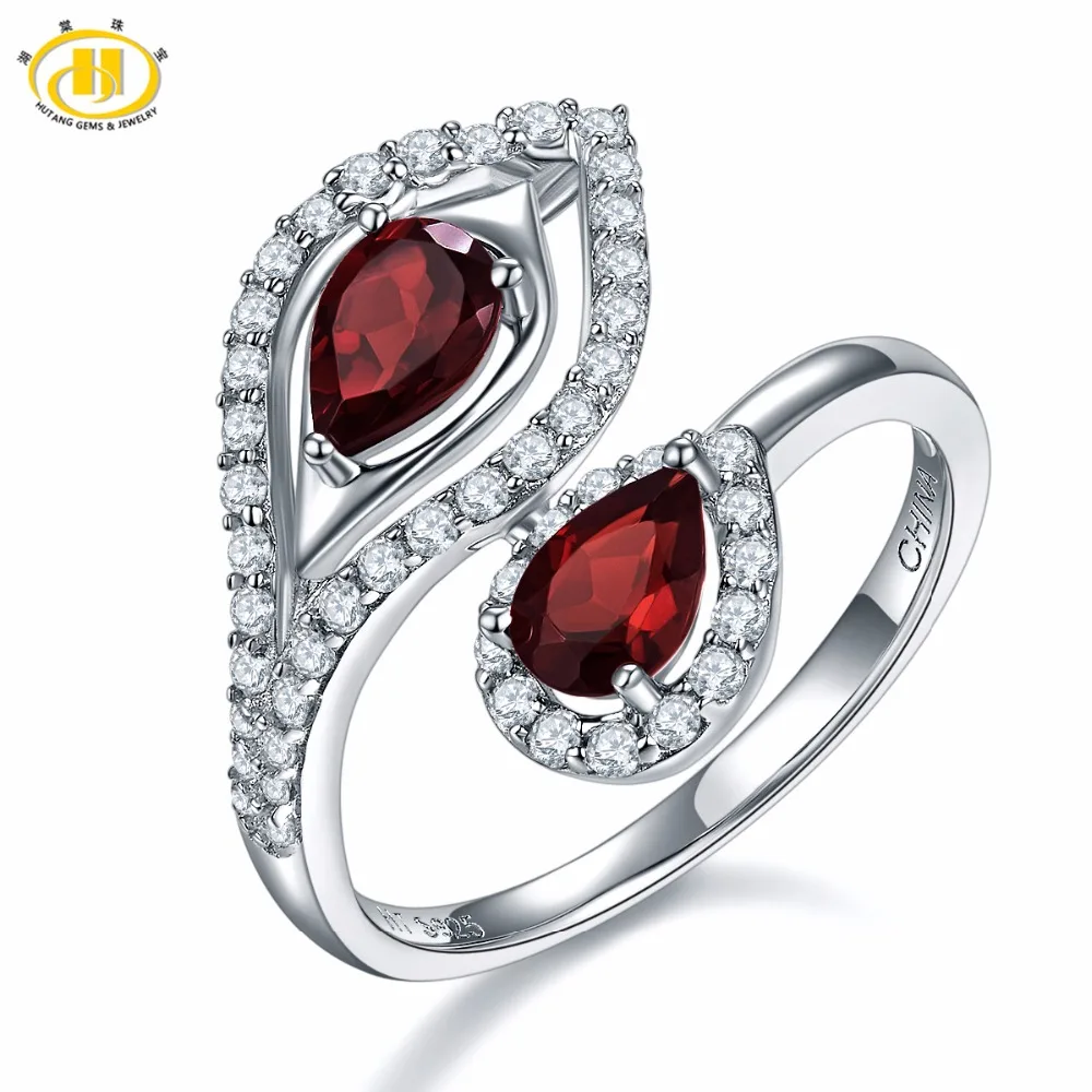 Valentine&#39;s Day Gift Natural Gemstone Red Garnet Solid 925 Sterling Silver Engag - £27.62 GBP